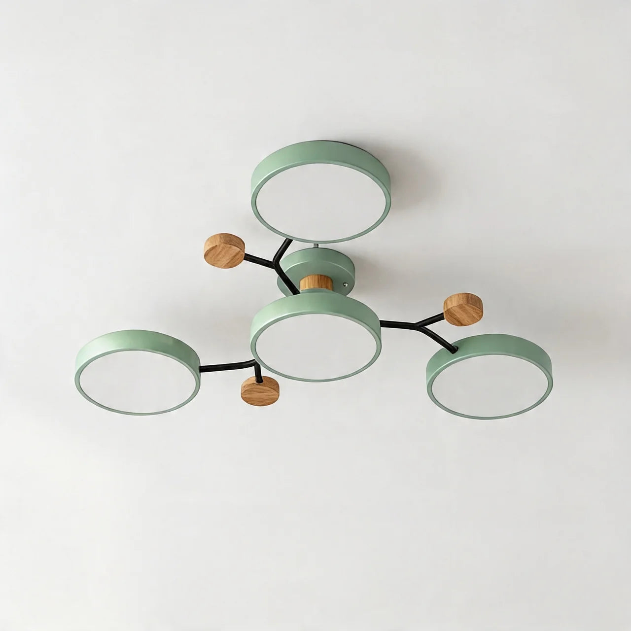 Flush Mount Ceiling Light Branch Design with Wood Accents