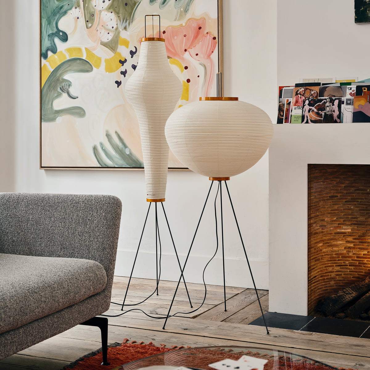 Minimalist Rice Paper Floor Lamp with Soft Light Diffusion | Elegant Standing Lamp for Tranquil Living Room Ambiance 4