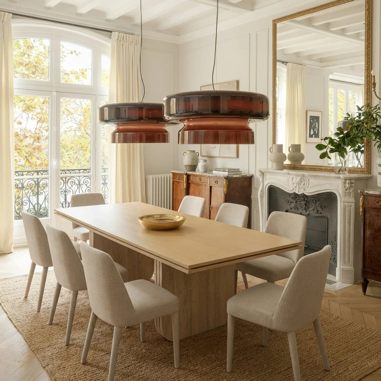 Tiered Coloured Glass Pendant Light, Bauhaus Style