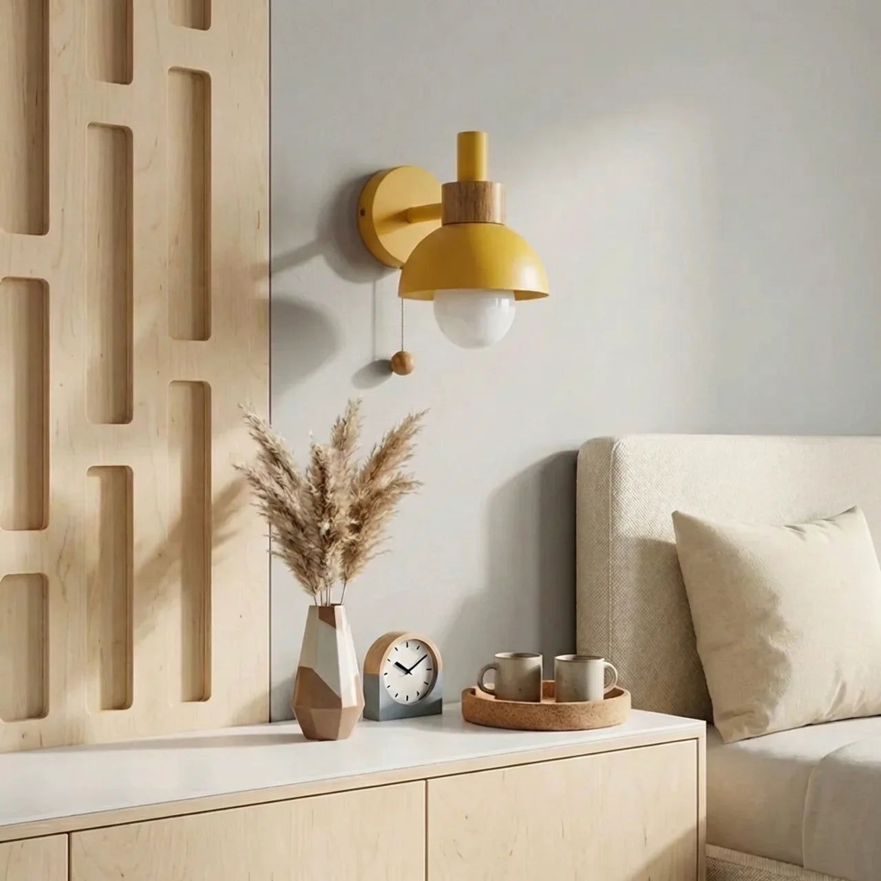 Globe Wall Sconce Light Metal and Wood