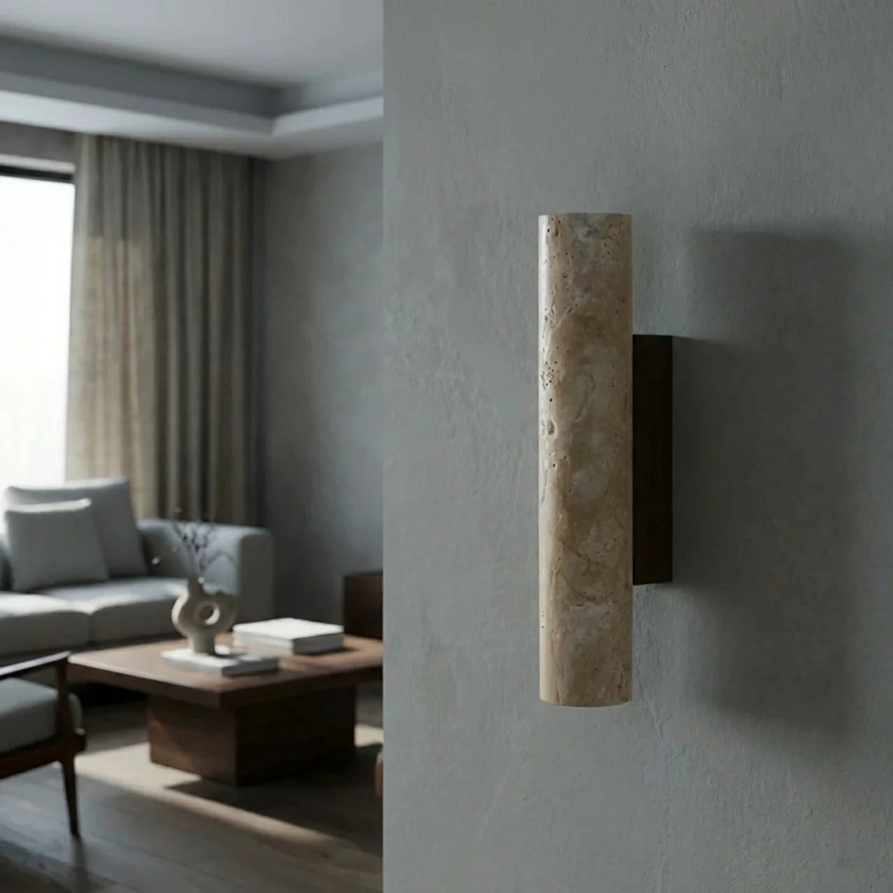 Travertine Vertical Wall Light with Up-Down LED