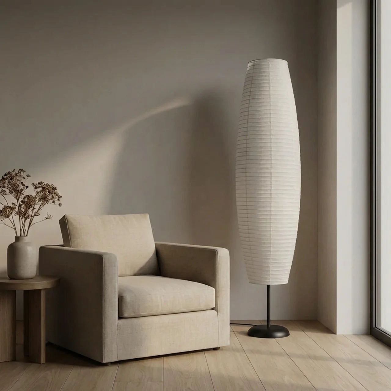 Dual-Light Column Zen Floor Lamp