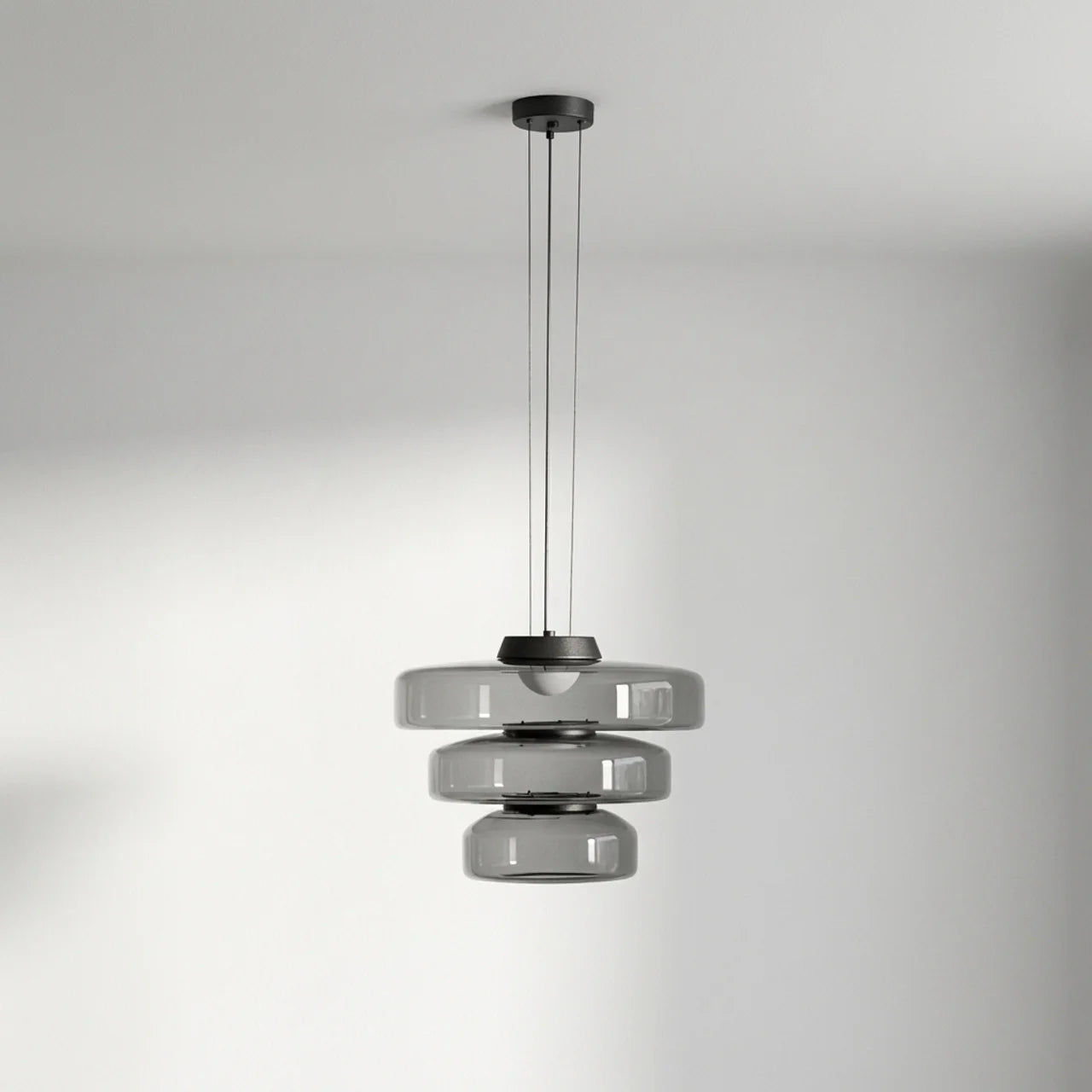 Tiered Glass Pendant Light with Integrated LED, Bauhaus Style