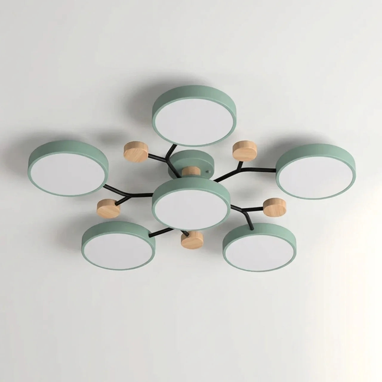 Flush Mount Ceiling Light Branch Design with Wood Accents