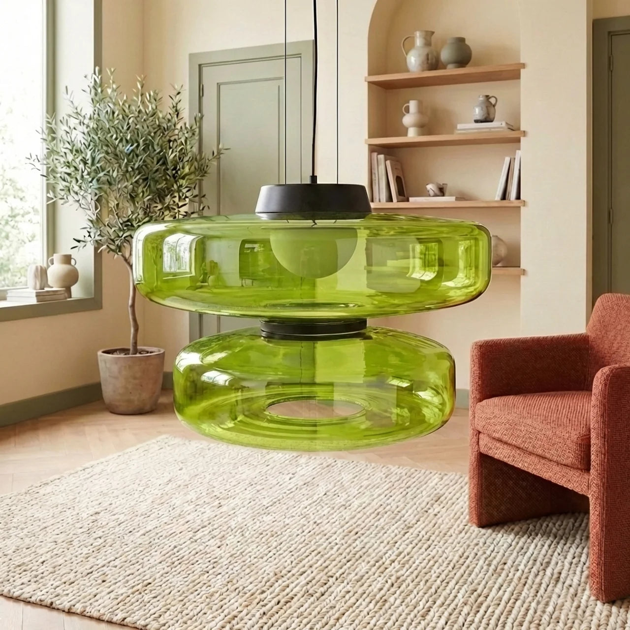 Tiered Glass Pendant Light with Integrated LED, Bauhaus Style