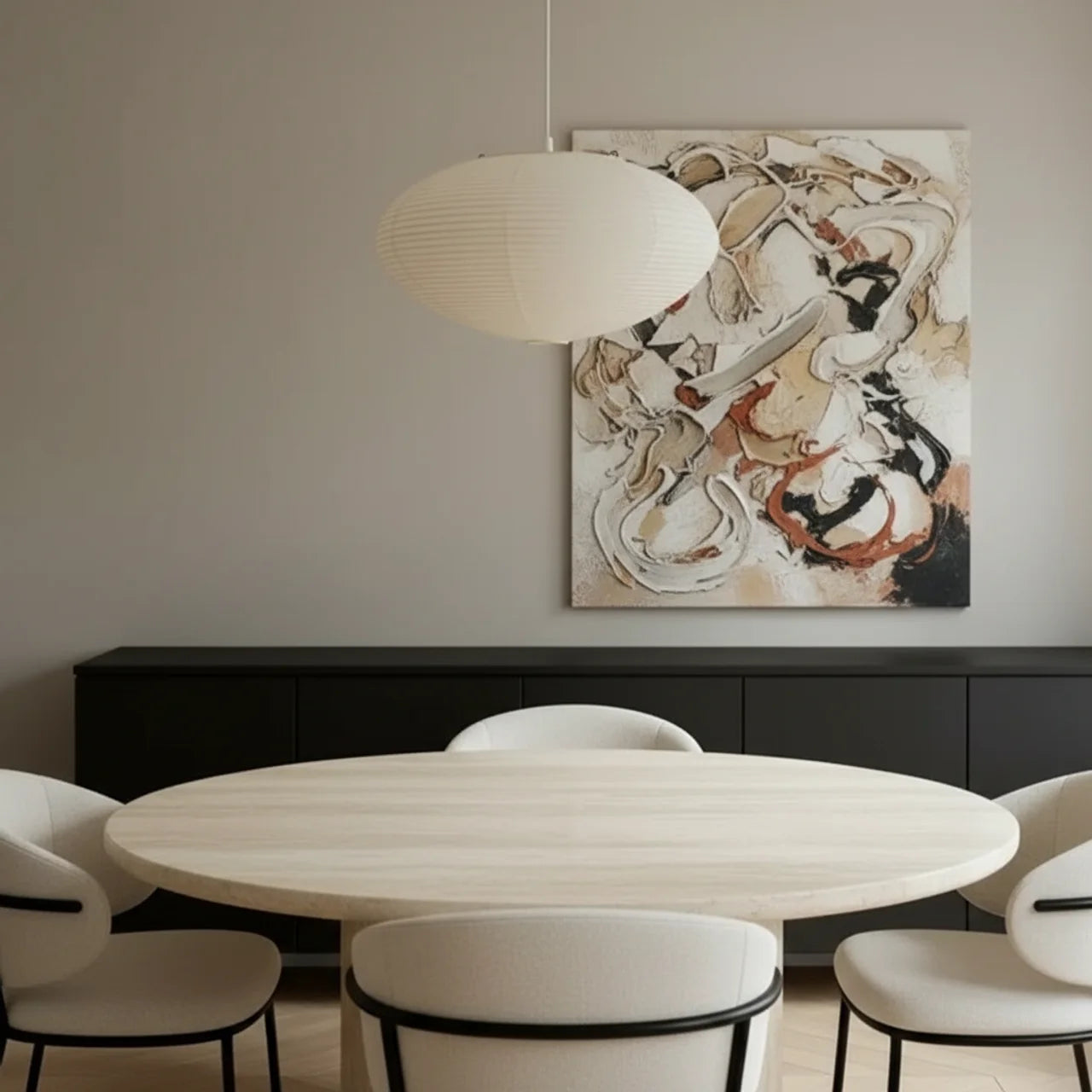 Oval Wabi-Sabi Paper Pendant Light