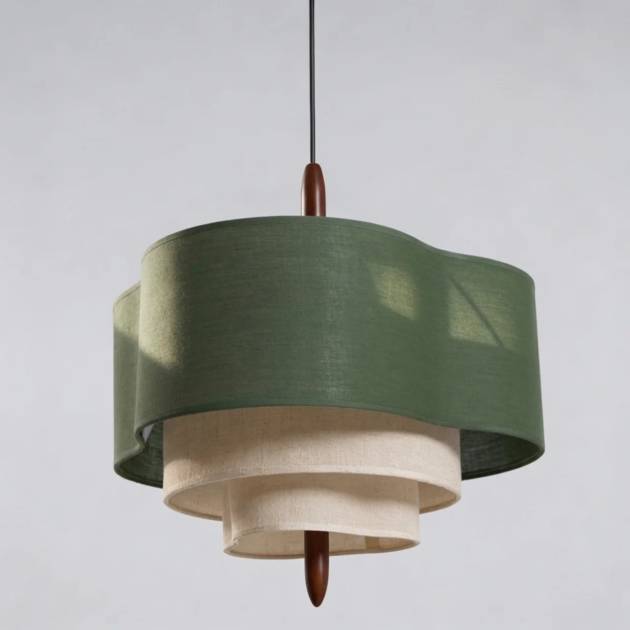 Layered Shade Japandi Fabric Pendant