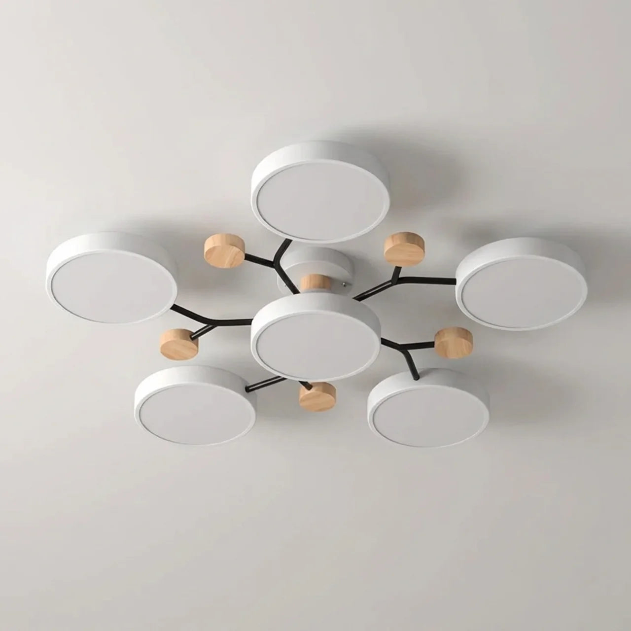 Flush Mount Ceiling Light Branch Design with Wood Accents