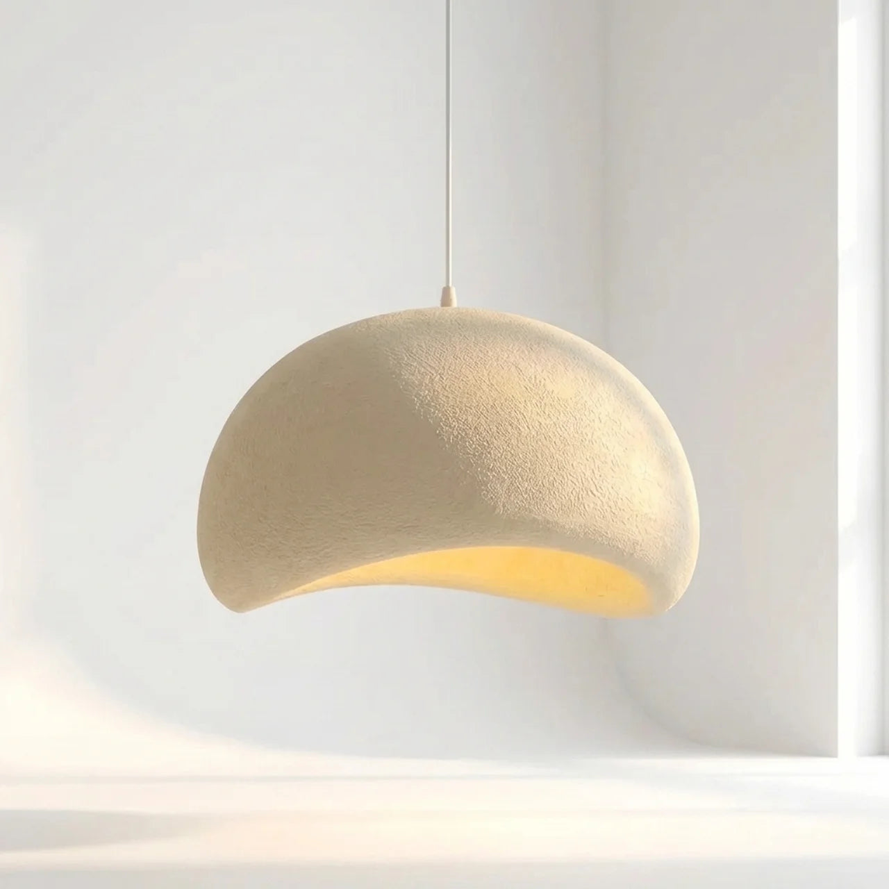 Organic Stone-Form Fabric Pendant Light