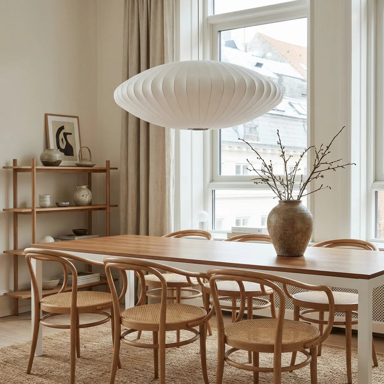 Clean-Lined Minimalist Silk Ceiling Light