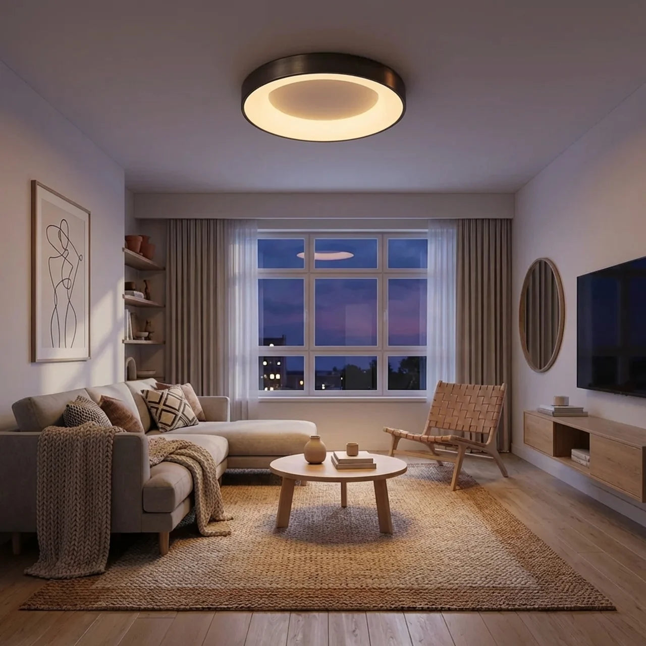 Flush Mount Ceiling Light Hollow Centre LED Design