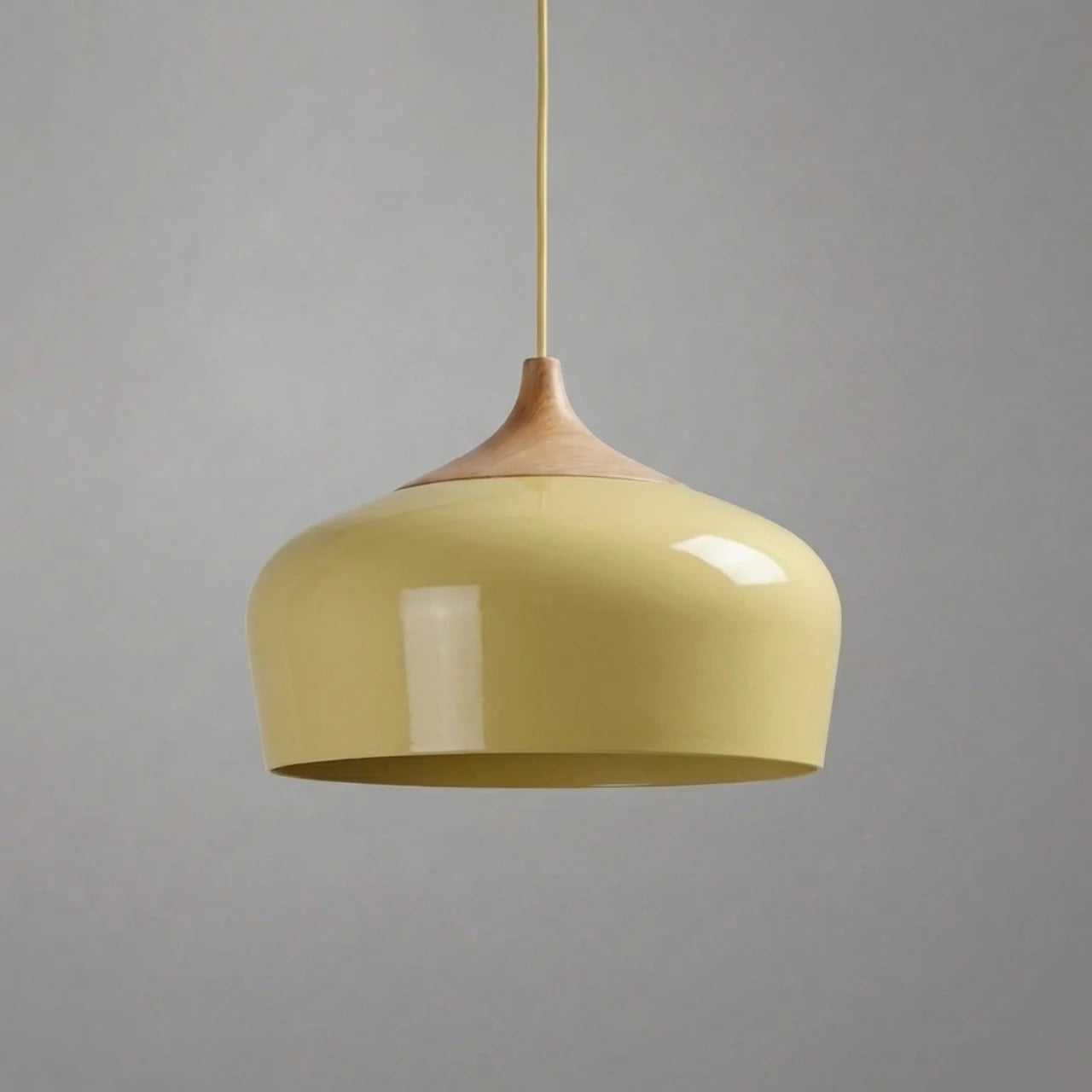 Pendant Light Metal and Wood with Sculptural Shape Design