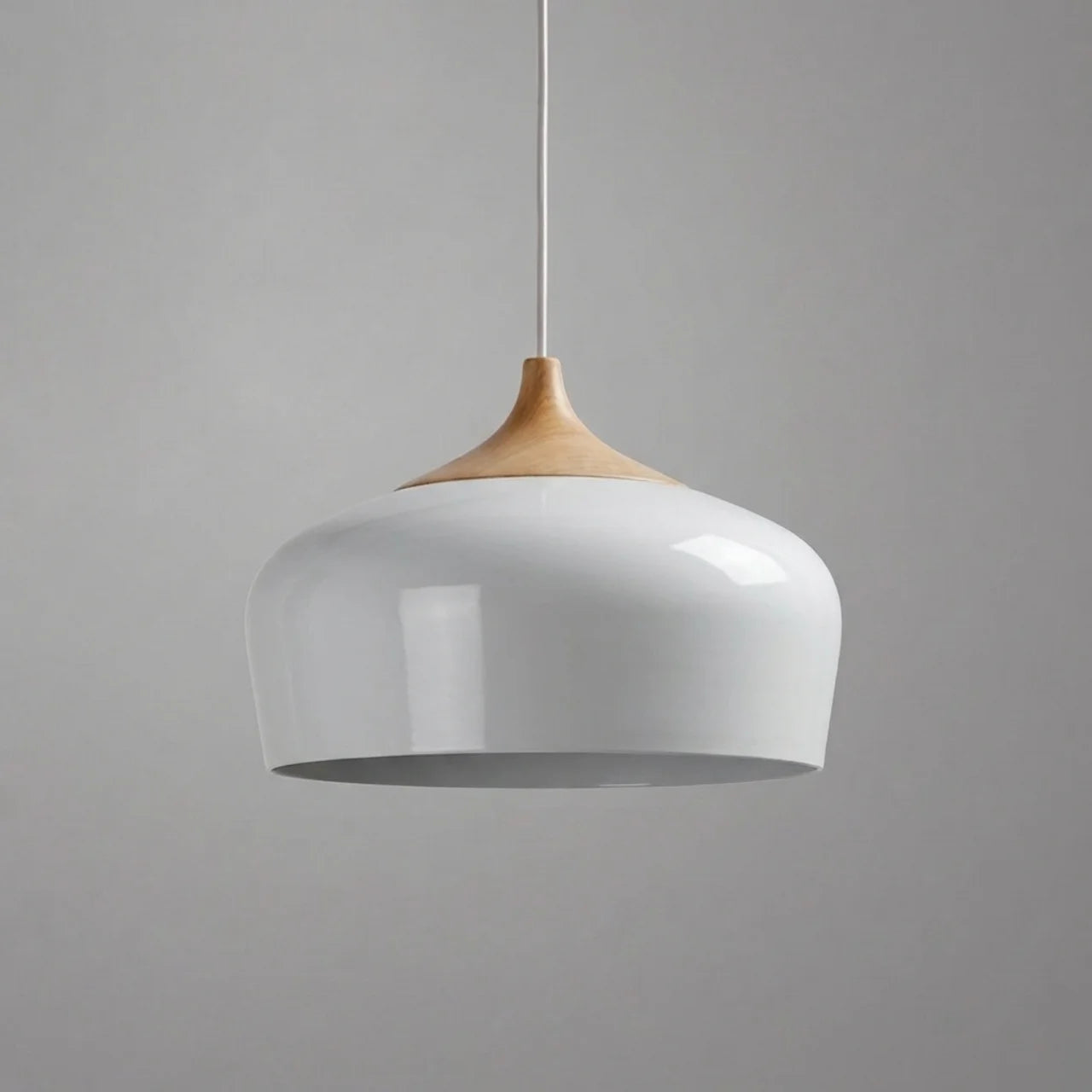 Pendant Light Metal and Wood with Sculptural Shape Design