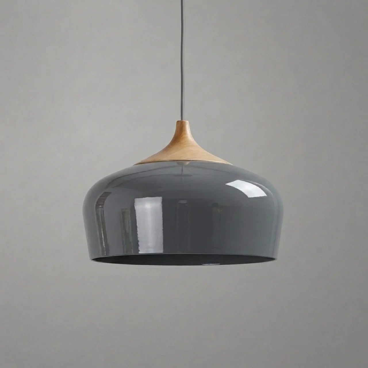 Pendant Light Metal and Wood with Sculptural Shape Design