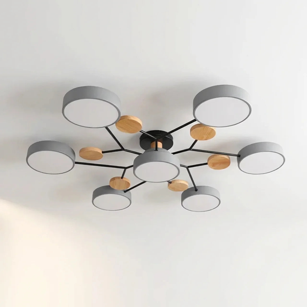 Flush Mount Ceiling Light Branch Design with Wood Accents
