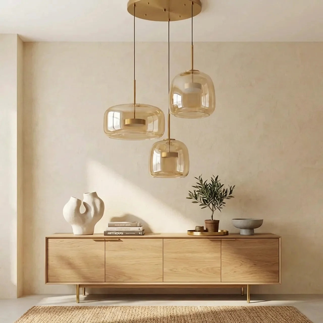 Smoked Glass Multi Pendant Light with Integrated LED