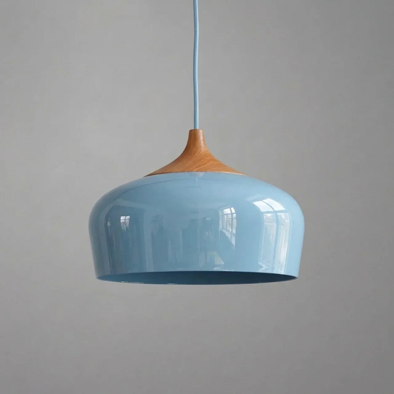 Pendant Light Metal and Wood with Sculptural Shape Design
