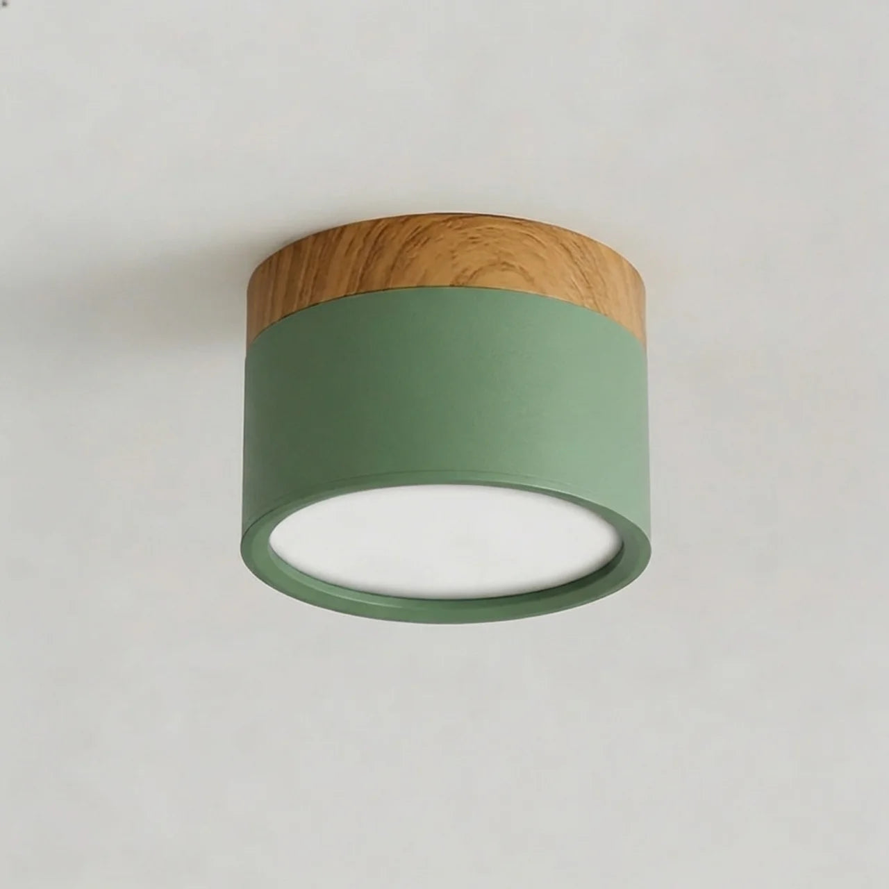 Flush Mount Ceiling Light Solid Colour Wood Accent with Integrated LED