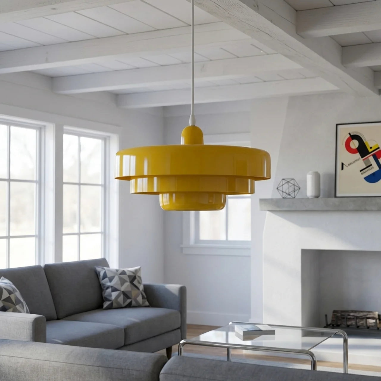 Tiered Glass Pendant Light Bauhaus Style