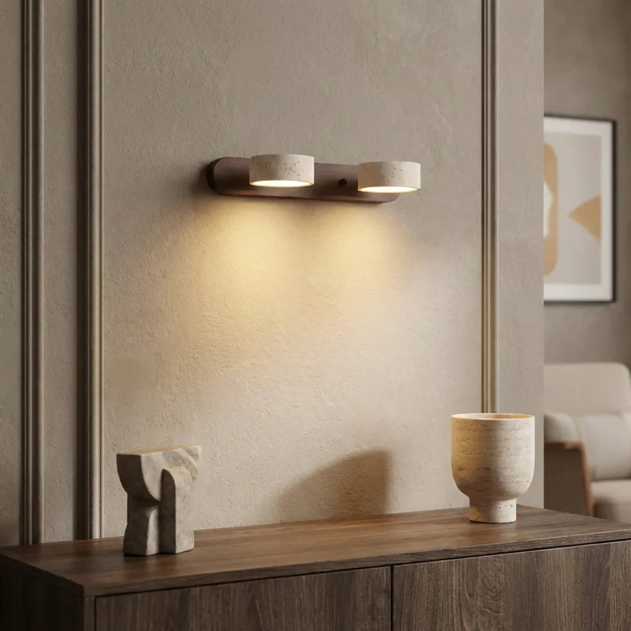 Travertine Wall Light with Integrated LED