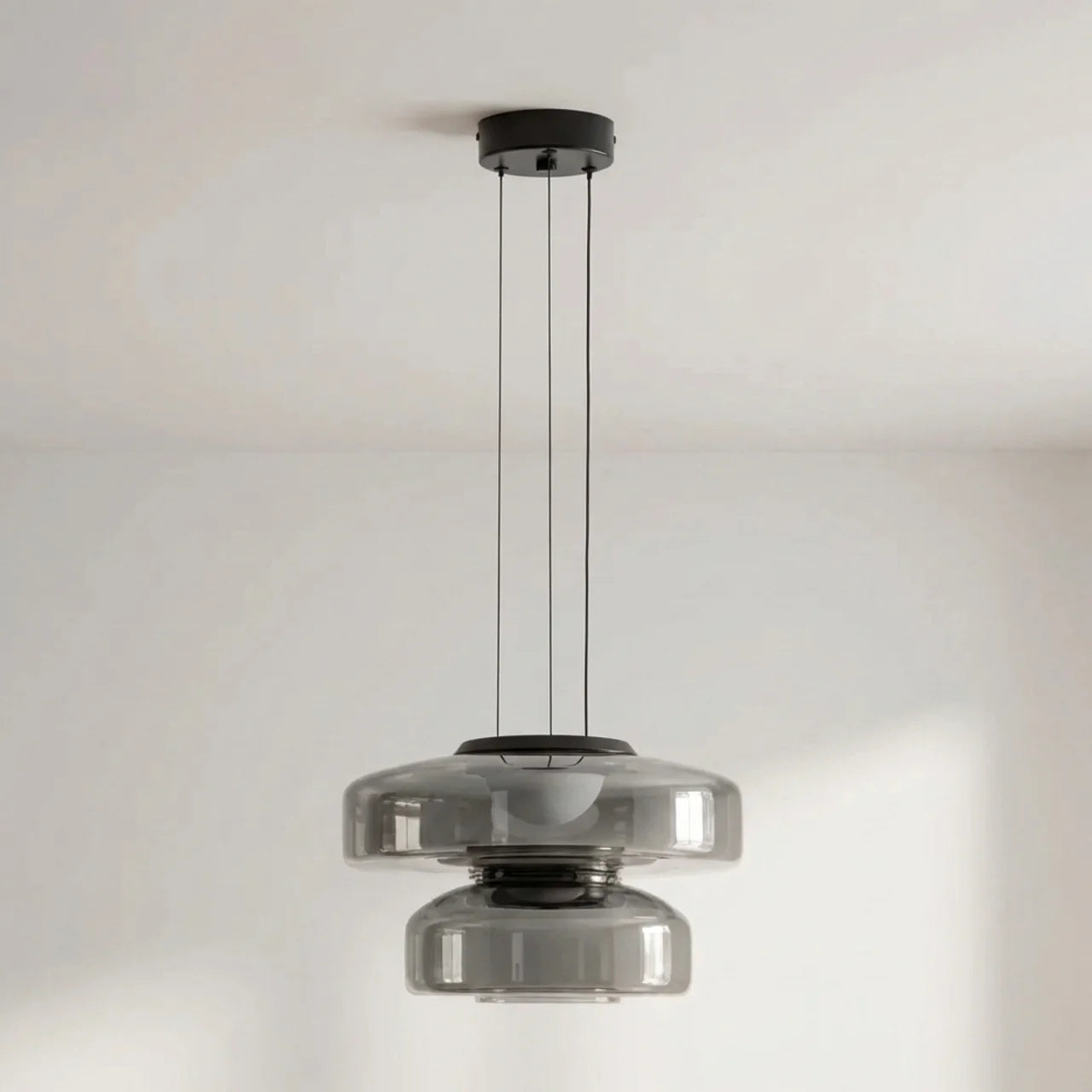 Tiered Glass Pendant Light with Integrated LED, Bauhaus Style