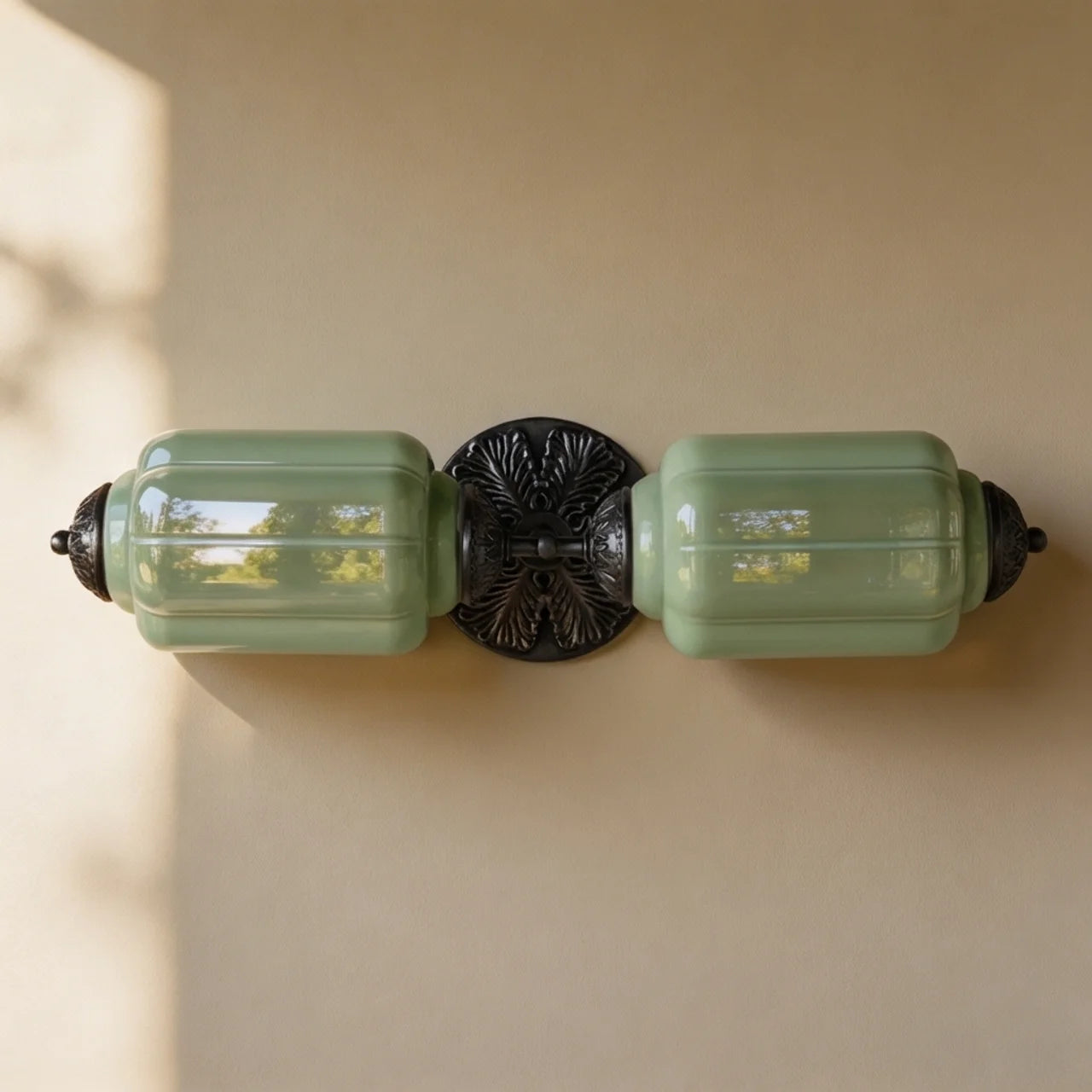 Vintage Art Deco Milk Glass Vanity Wall Light