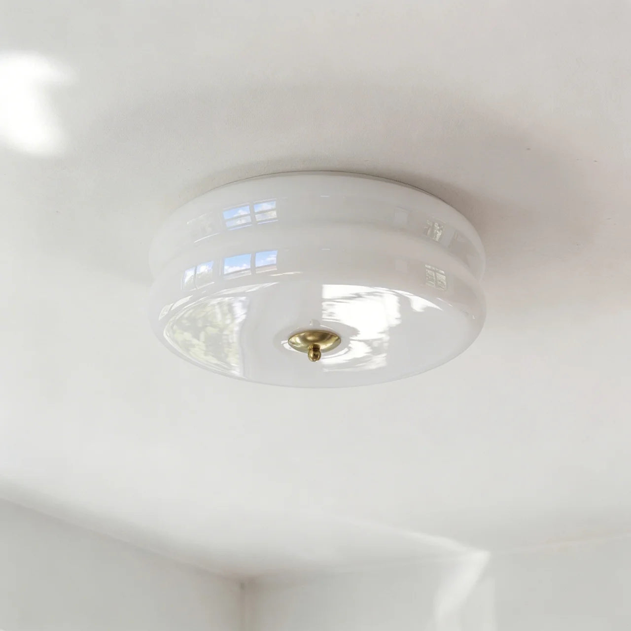 Cream Glass Flush Mount Ceiling Light