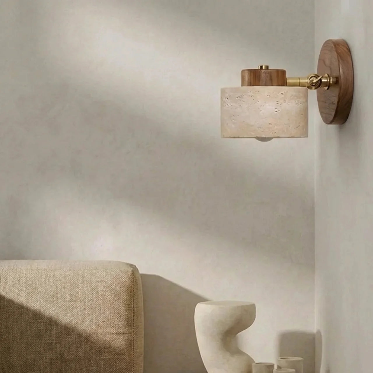 Travertine Single Wall Light with Integrated LED