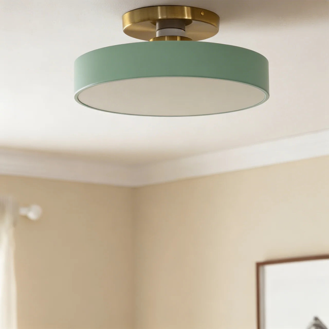 Flush Mount Ceiling Light Drum Design with Integrated LED