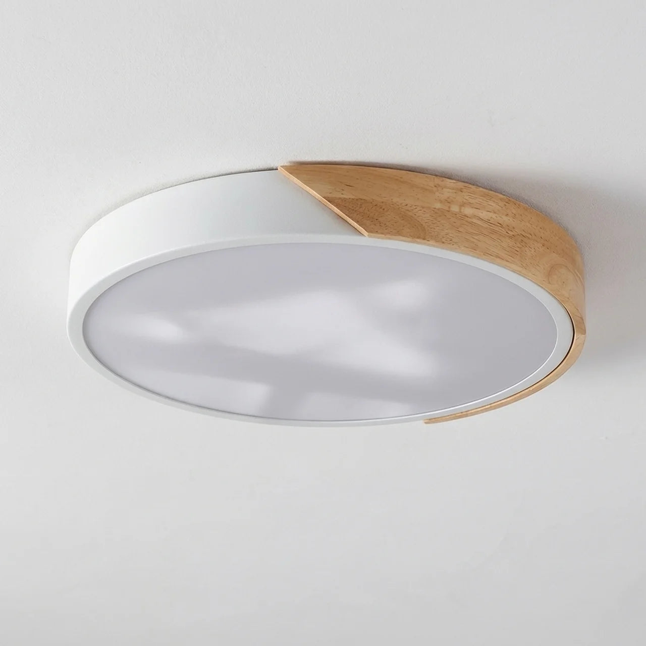 Wood Flush Mount Ceiling Light Round LED Design
