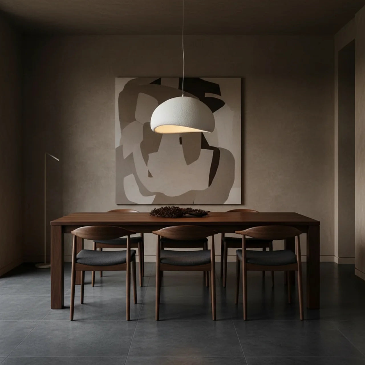 Organic Stone-Form Fabric Pendant Light