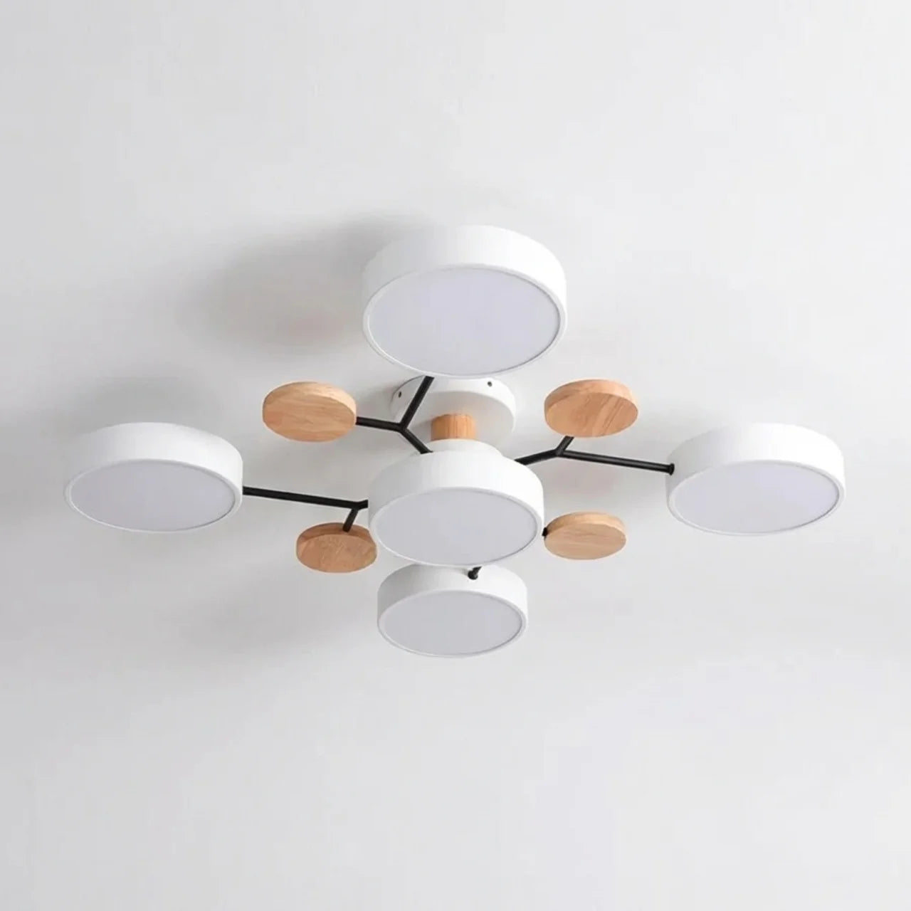 Flush Mount Ceiling Light Branch Design with Wood Accents