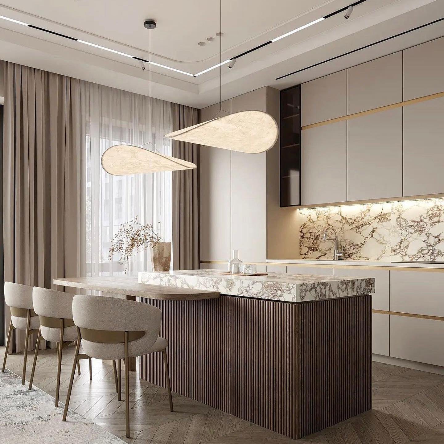 Sculptural Wabi-Sabi Silk Ceiling Pendant